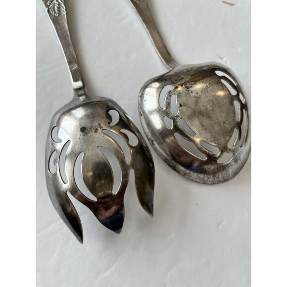 Vintage Raimond Silverplate Casserole Spoon and Fork Rose Floral 2 pc - Picture 9 of 9